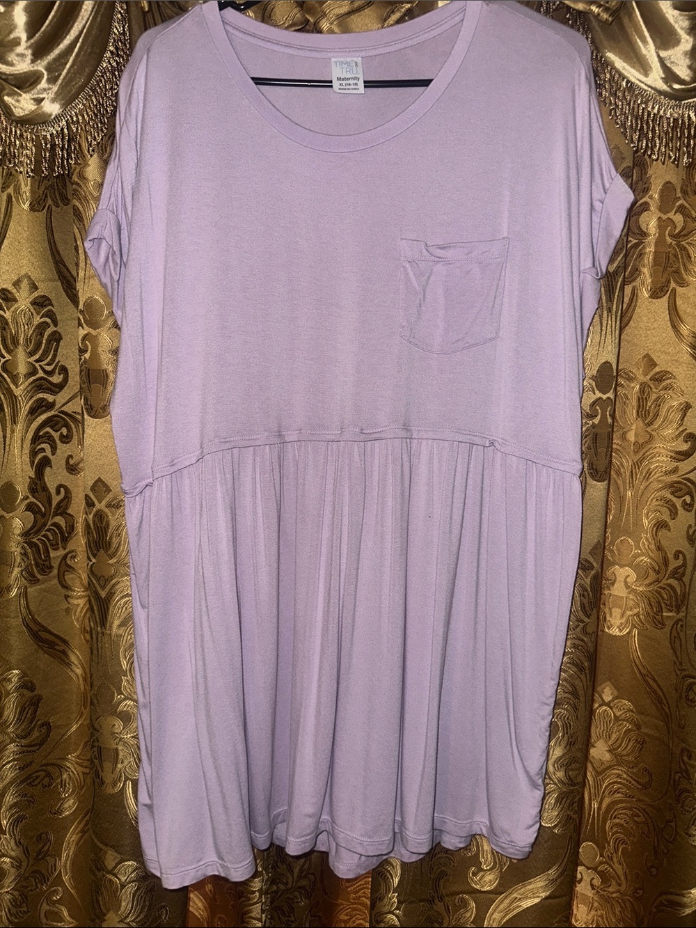 Time and Tru Lavender Short Sleeve Pocket Tunic